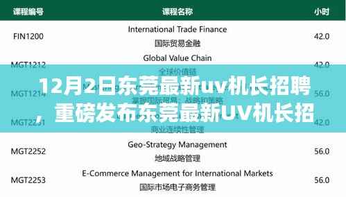 东莞最新UV机长招聘,引领前沿科技,共创智能生活新篇章