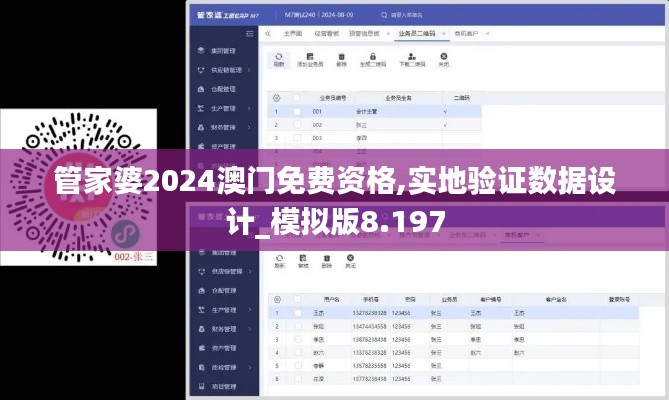 管家婆2024澳门免费资格,实地验证数据设计_模拟版8.197