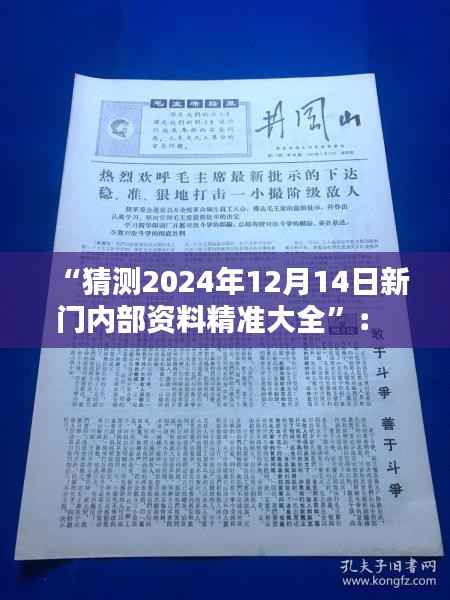 “猜测2024年12月14日新门内部资料精准大全”: 对新门行业未来走向的思考