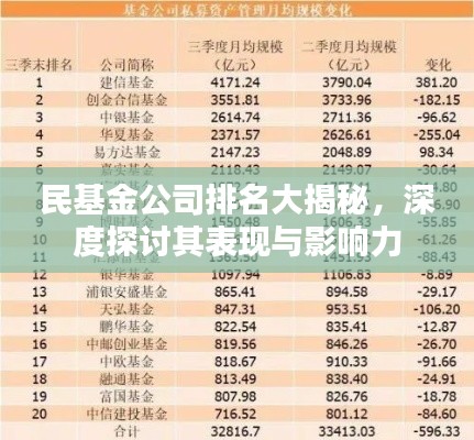 民基金公司排名大揭秘,深度探讨其表现与影响力